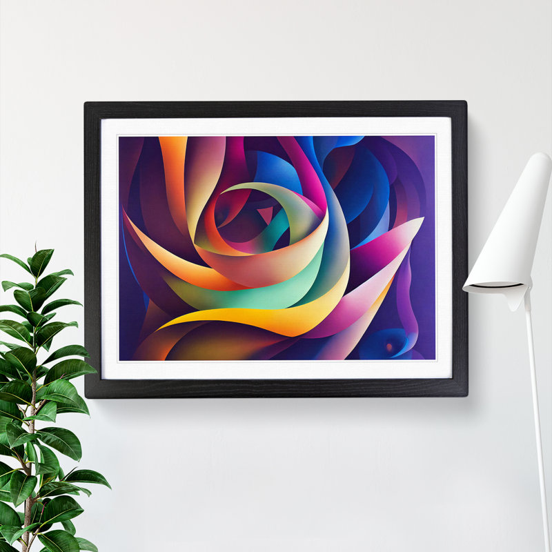 Five Star Abstract Fractals 1 Piece Single Picture Frame Painting, 34cm H x 46cm W x 2cm D, Black