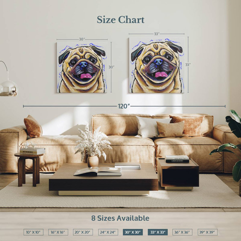 Brampt Pug Napoleon, 30" H x 30" W
