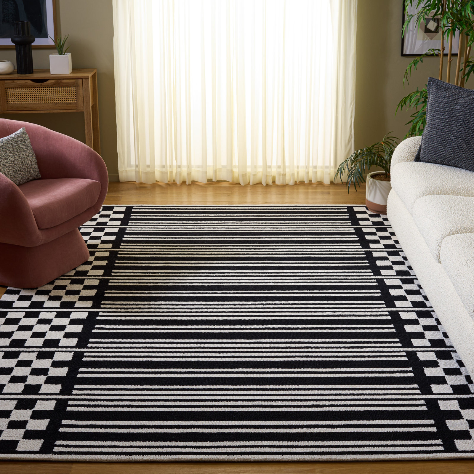 Hand-Tufted Geometric Wool Rug, Rectangle 8' x 10'