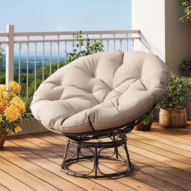 Chaise de patio avec coussins Papasan, Gris perle, L 49 po x H 36 po x P 12 po