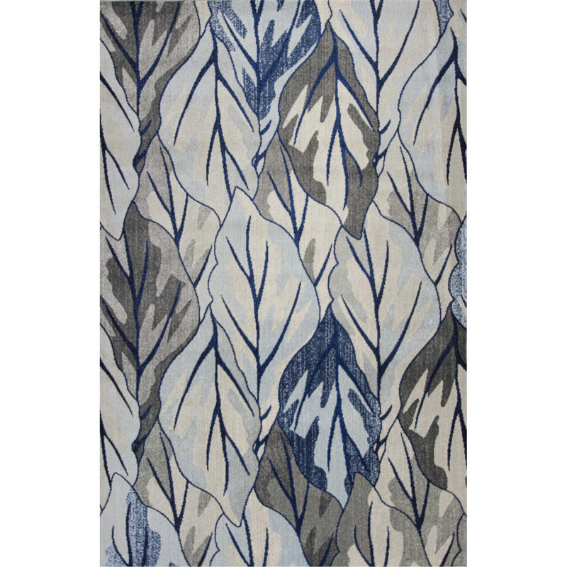 Tapis gris et bleu marine Favorinus, Rectangle 5 pi 3 po x 7 pi 7 po
