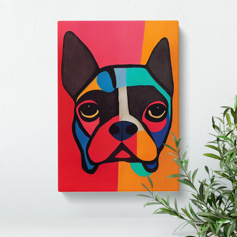 Pug Dog Abstract - Wall Art, 60cm H x 40cm W, Wrapped Canvas