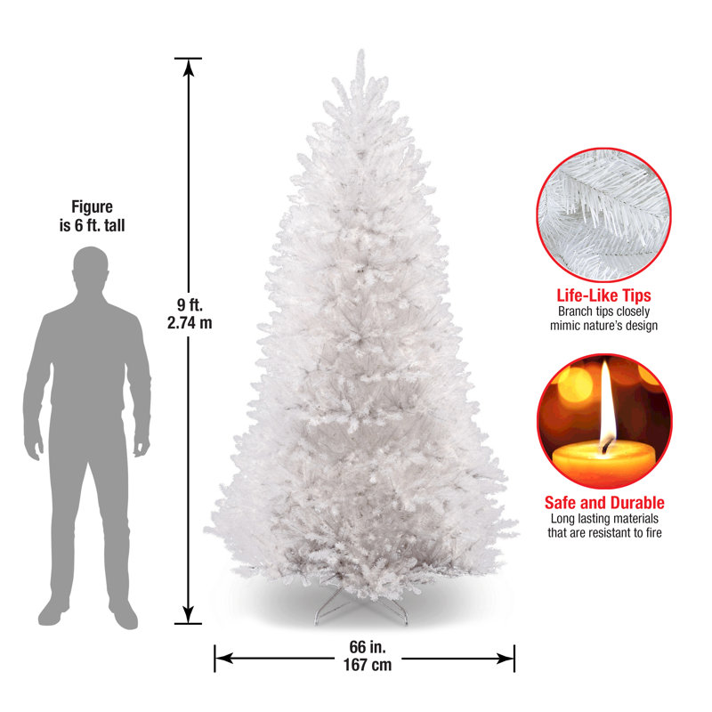 The Holiday Aisle® Dunhill Fir White Tree with Clear Lights, 9'