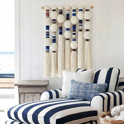 Boho Blue 15.7''w Macrame Wall Hanging