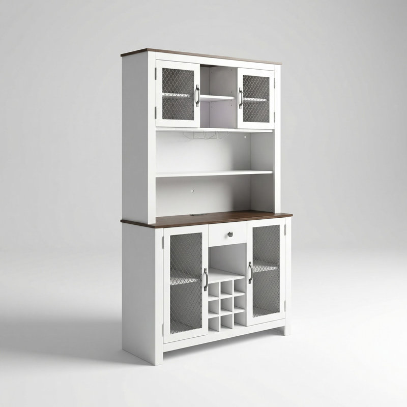 Armoire de rangement pour garde-manger de 70,9 pouces de hauteur avec éclairage à DEL intégré, prises de courant et support à vin pour l'organisation de la salle à manger et de la cuisine