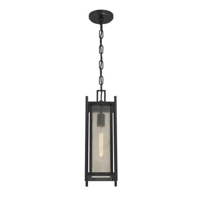 Torven 1-Light Outdoor Hanging Lantern in Matte Black