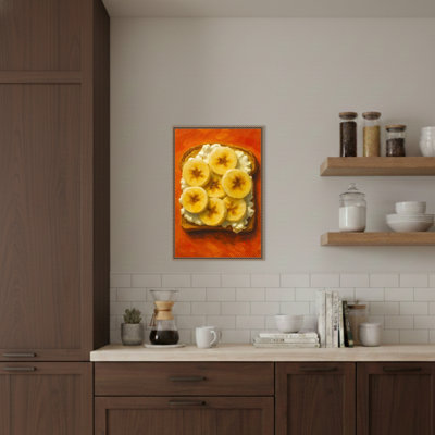 Toast avec fromage et banane par Hugo, reproduction d'art sur toile encadrée