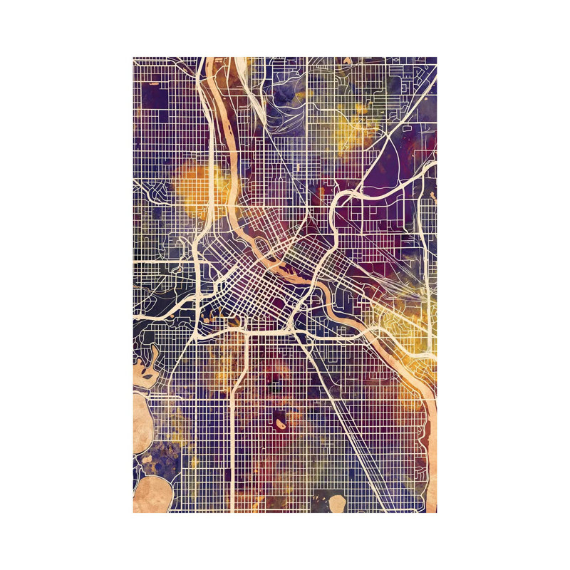 Minneapolis Minnesota City Map II by Michael Tompsett - Wrapped Canvas Gallery-Wrapped Canvas Giclée, 20.32 cm H x 30.48 cm W