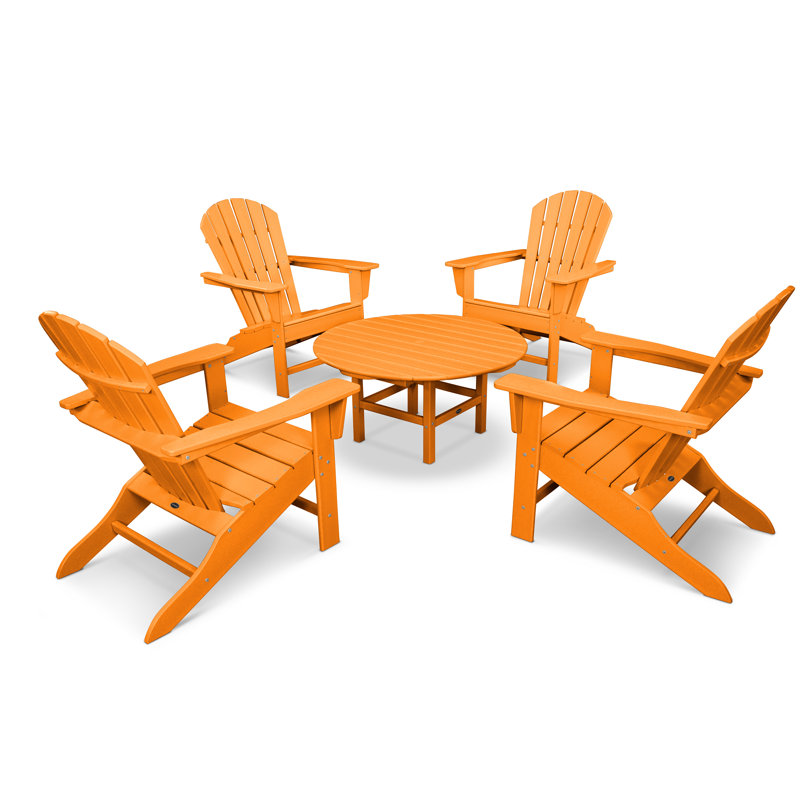 POLYWOOD South Beach 5-Piece Conversation Group, Tangerine
