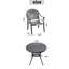 Ensemble de 5 meubles de patio en aluminium coulé avec cadre noir et coussins de siège bleus