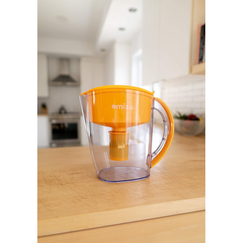 Blue Water Pitcher With Filter, Yellow