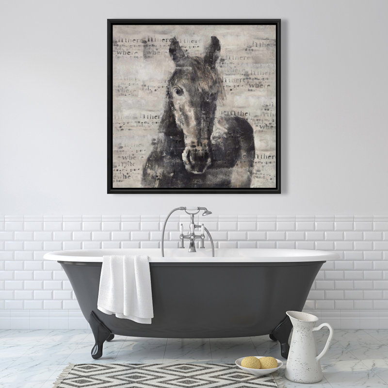 "Cheval abstrait avec typographie" sur toile