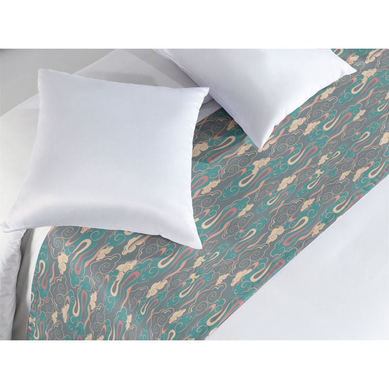 Chemin de lit Ambesonne Clouds Fantasy World Wavy Stripes, Grand