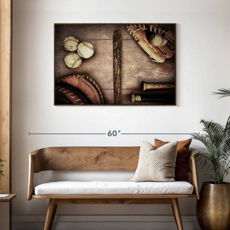 Thème du baseball, Cadre flottant noyer, 43 po x 29 po