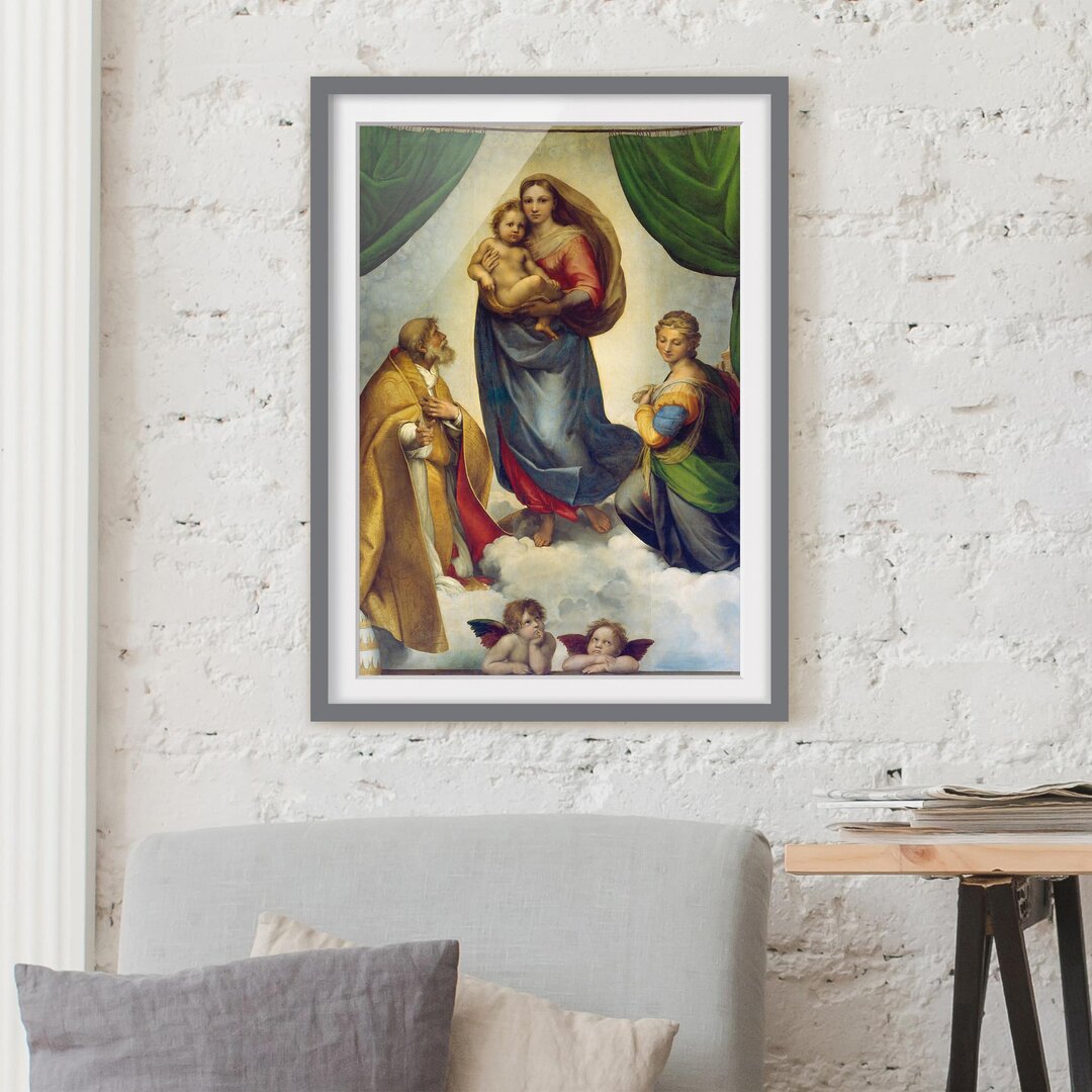 Gerahmtes Papierbild Die Sixtinische Madonna von Raffeal