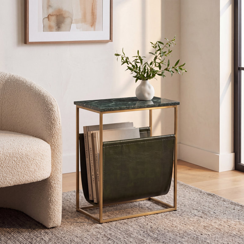 Tildra Magazine Rack, Green Marble/Gold