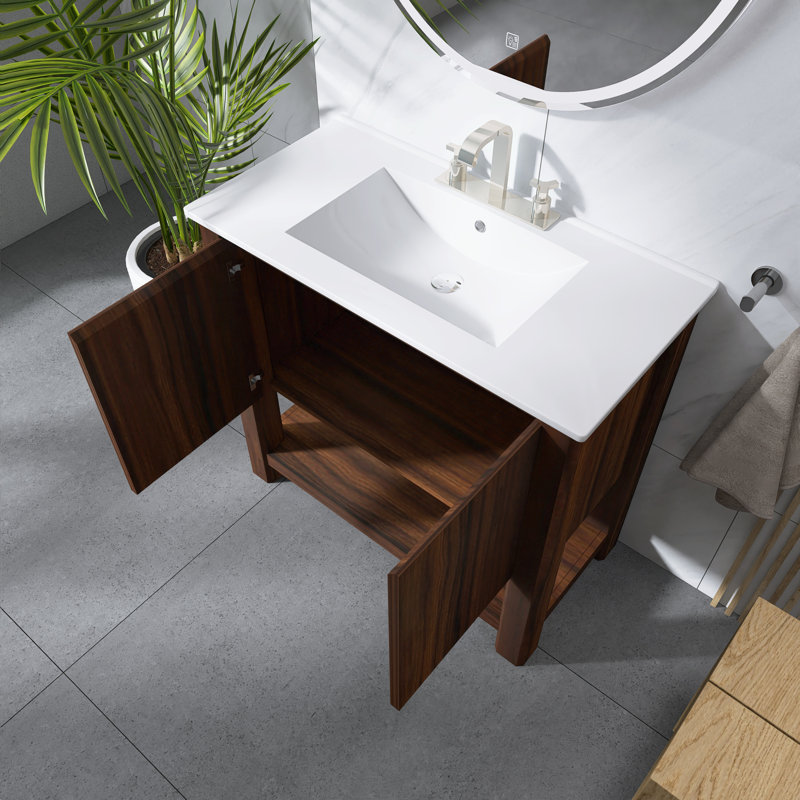 36" Freestanding Bathroom Vanity With Sink, Antique Brown