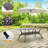 Mahah Rectangular Metal Outdoor Dining Table With Umbrella Hole , 87'' in. W 42'' in. D