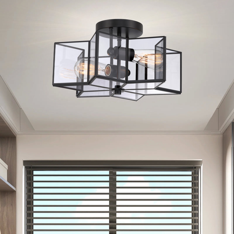 Ainoah 2 - Light 41cm Unique/Statement Star Semi Flush Mount Light, Grey