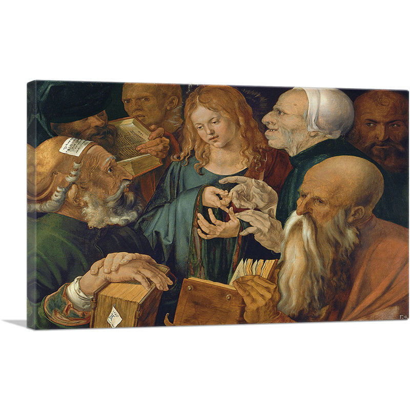 "Christ Parmi les Docteurs" par Albrecht Dürer, reproduction d'art sur toile tendue, H 26 po x l 40 po x P 0,75 po
