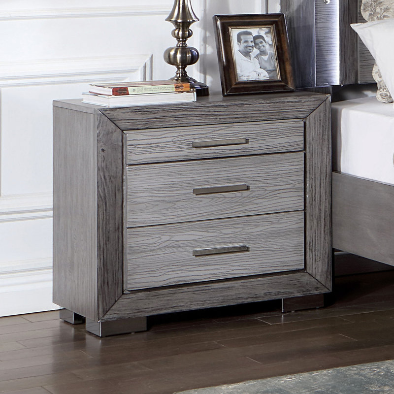 Nightstand W/ USB, Gray