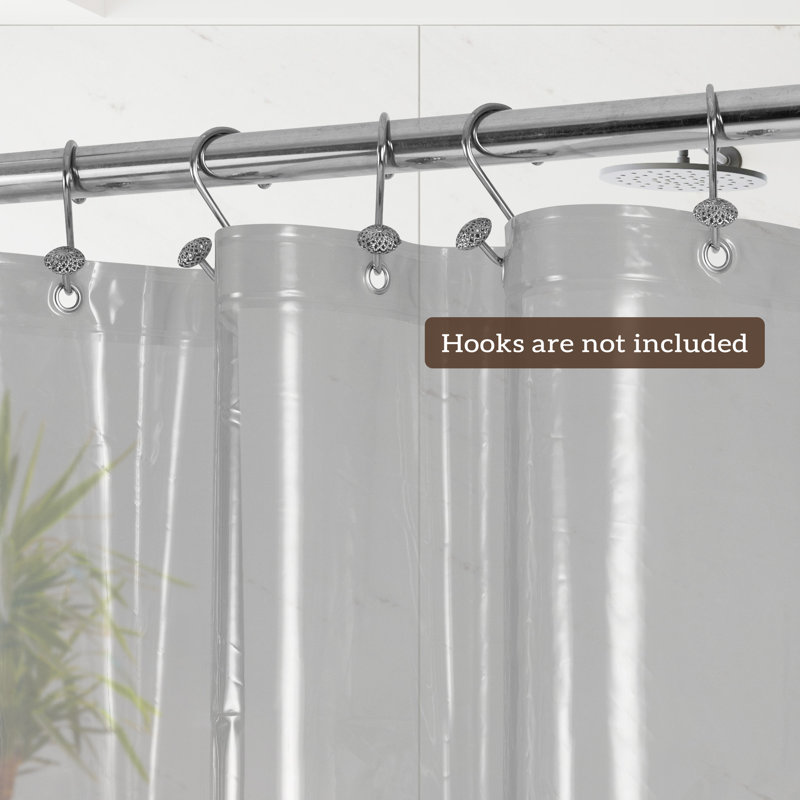 Waterproof Lightweight PEVA Single Shower Curtain Liner, Clear Black, 72"H x 72"W
