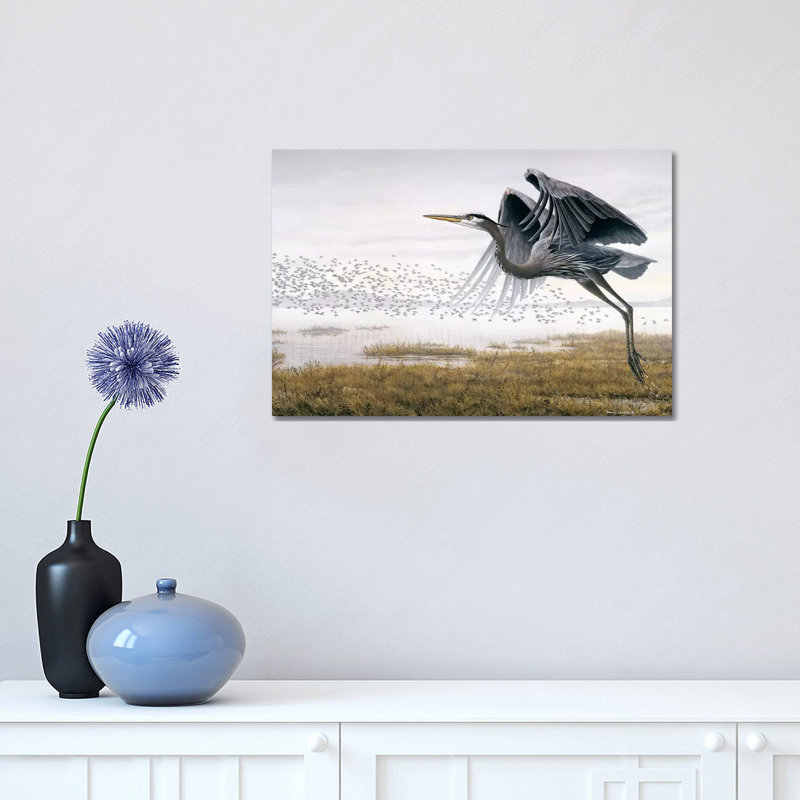Heron Sandpipers 1 Piece Wrapped Canvas Painting, 30.48 cm H x 45.72 cm W