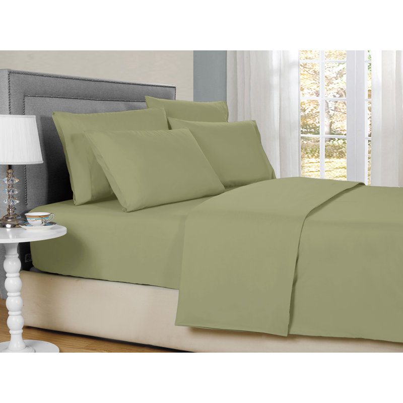 Bibb Home Bamboo 1800 Thread Count Deep Pocket Sheet Set, Queen Sheet Set with 4 Pillowcases, Sage