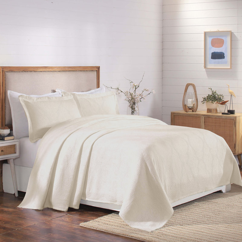 Ensemble de couvre-lit respirant à médaillon en coton avec coussin de qualité supérieure Superior Victory , Ivoire