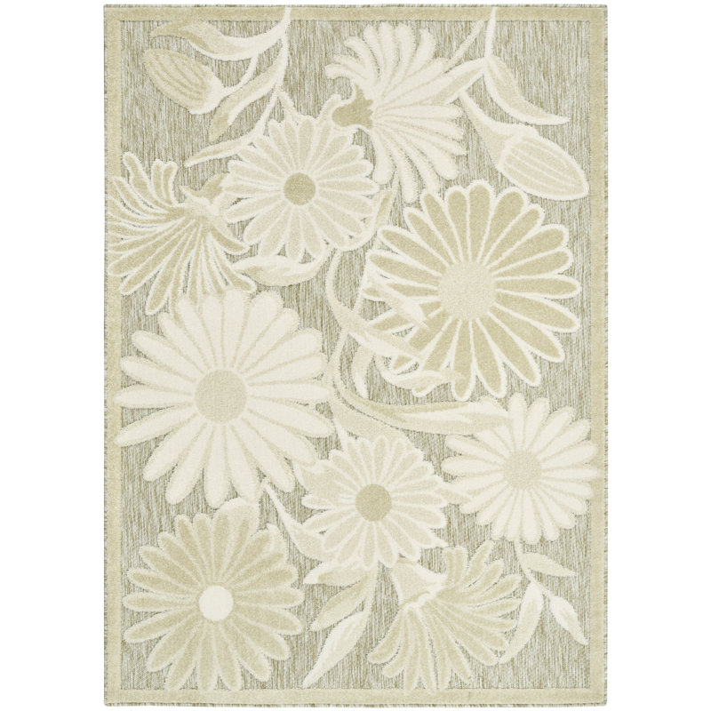 Shila Ivory Sage Outdoor Rug, Rectangle 5'3" x 7'5"