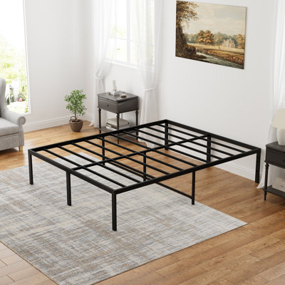 Precita 18'' Metal Bed Frame with Protection Pads Heavy Duty Bed Frames No Shaking Stay Firm and Silent