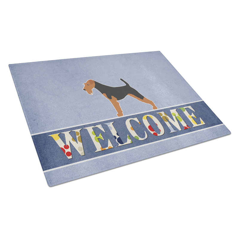 Planche à découper en verre trésors caroline Welcome Dog