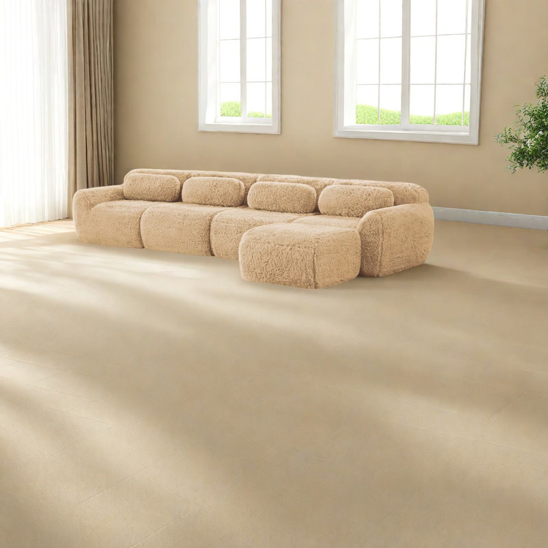 Canapé modulaire confortable, tissu moelleux, kaki clair, pour chambre à coucher