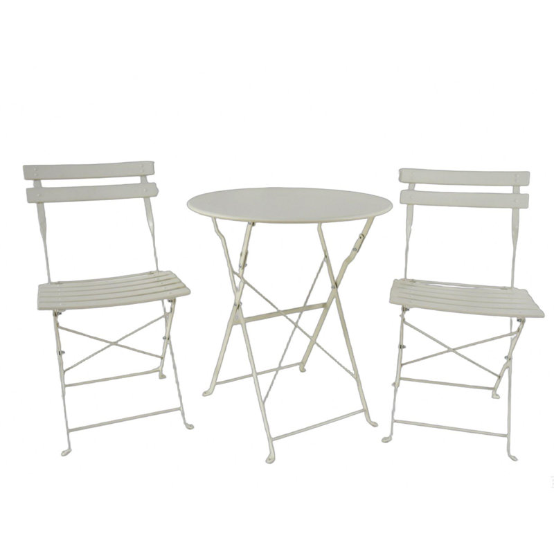 2 - Person Patio Dining Set with Round Table, Cream
