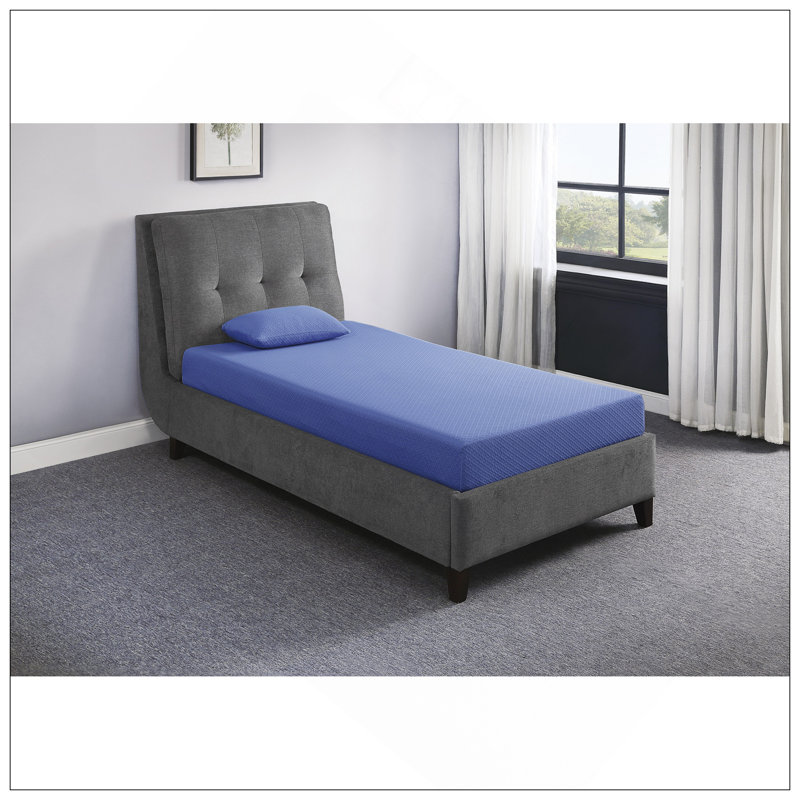 7Inch Mattress And Pillow Set Breathable Fabric Gel-Infused Memory Foam Mattress, Blue, Mattress In A Box, Full