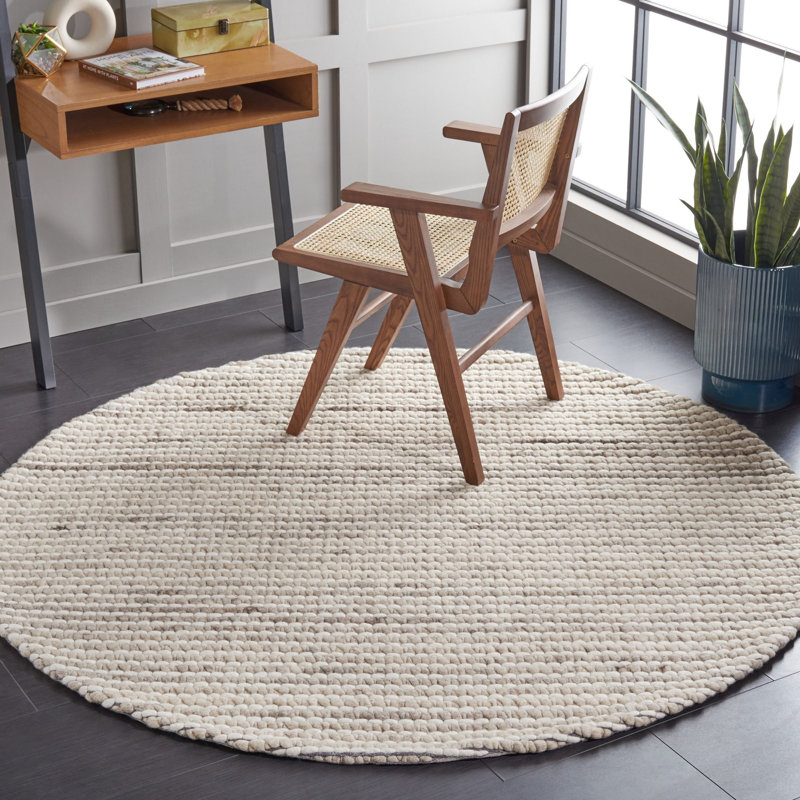 Wynne Hand Woven Wool Striped Rug, Round 6'