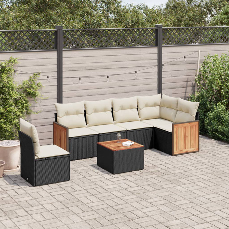 Ensemble de canapé de jardin Vidaxl noir, blanc crème