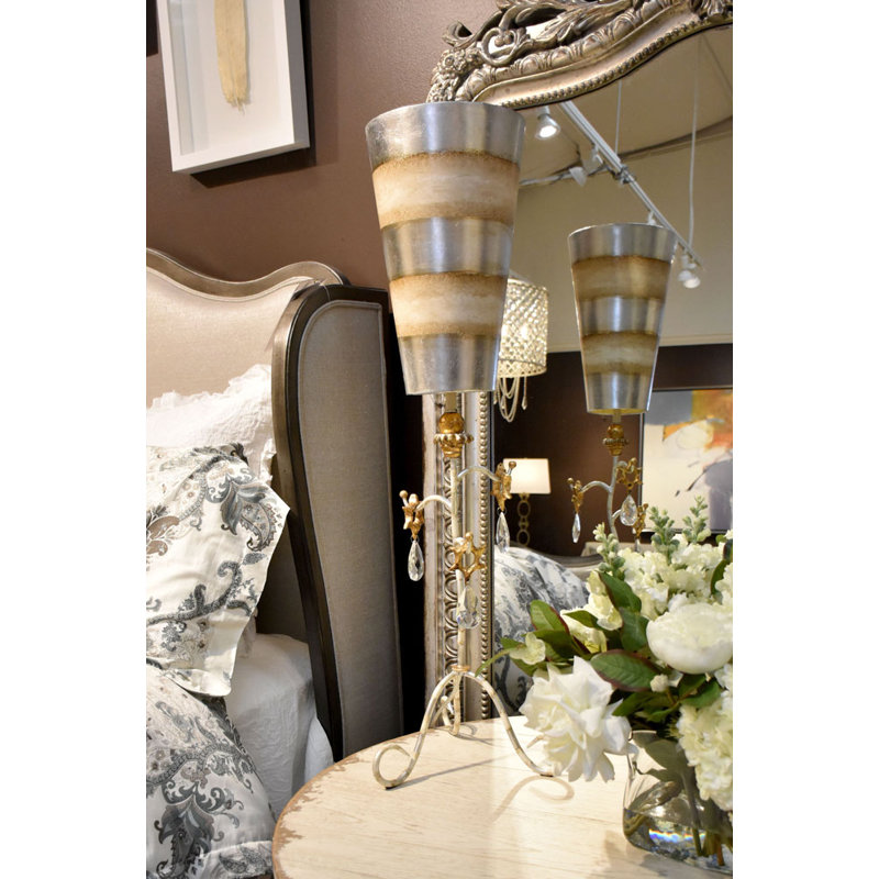 Tivoli 38" Tripod Table Lamp, Silver/White