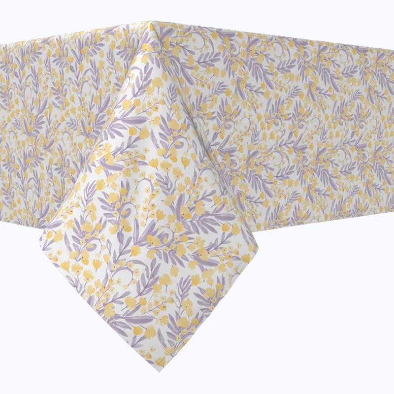 Rectangular Tablecloth, 100% Cotton, 52X104", Violet Floral, 104" L x 52" W