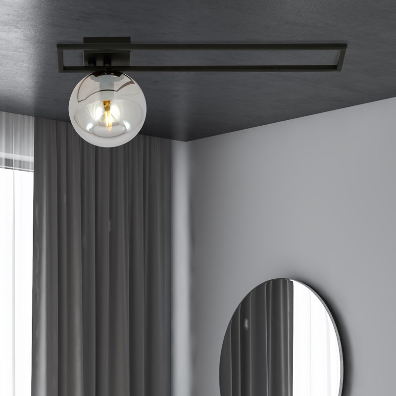 Appiah Glass Flush Mount, 19cm H x 43cm W x 43cm D, Graphite