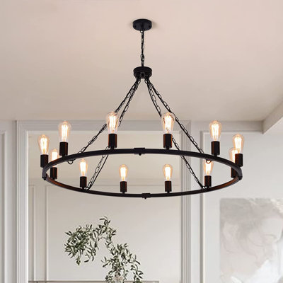 Turco 12 - Light Wagon Wheel Chandelier