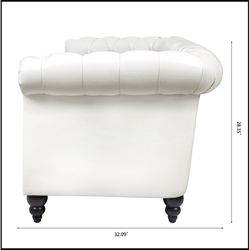 Canapé Chesterfield à accoudoirs roulés 84 po 3 places