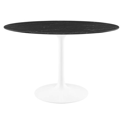 Lippa Bar Table, Artificial Marble Round Top, by Modway