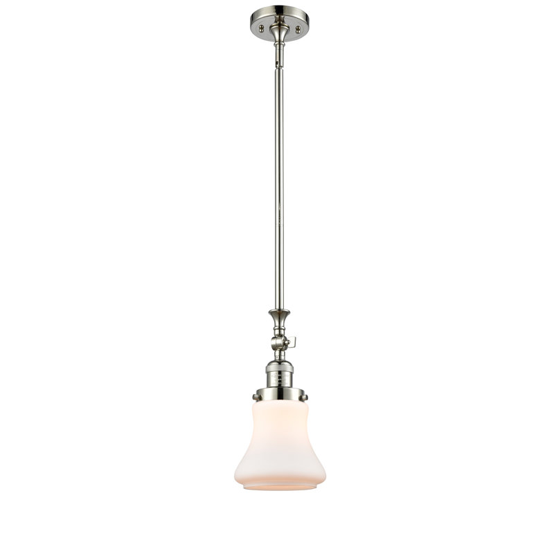 Luminaire suspendu en forme de cloche à 1 lumière Edda, Ampoule non incluse, Nickel poli, Blanc mat