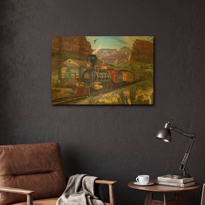 « Canyon Express », illustration de Bigelow, tableau en métal doré, 61 x 41 cm, 24 po x 16 po