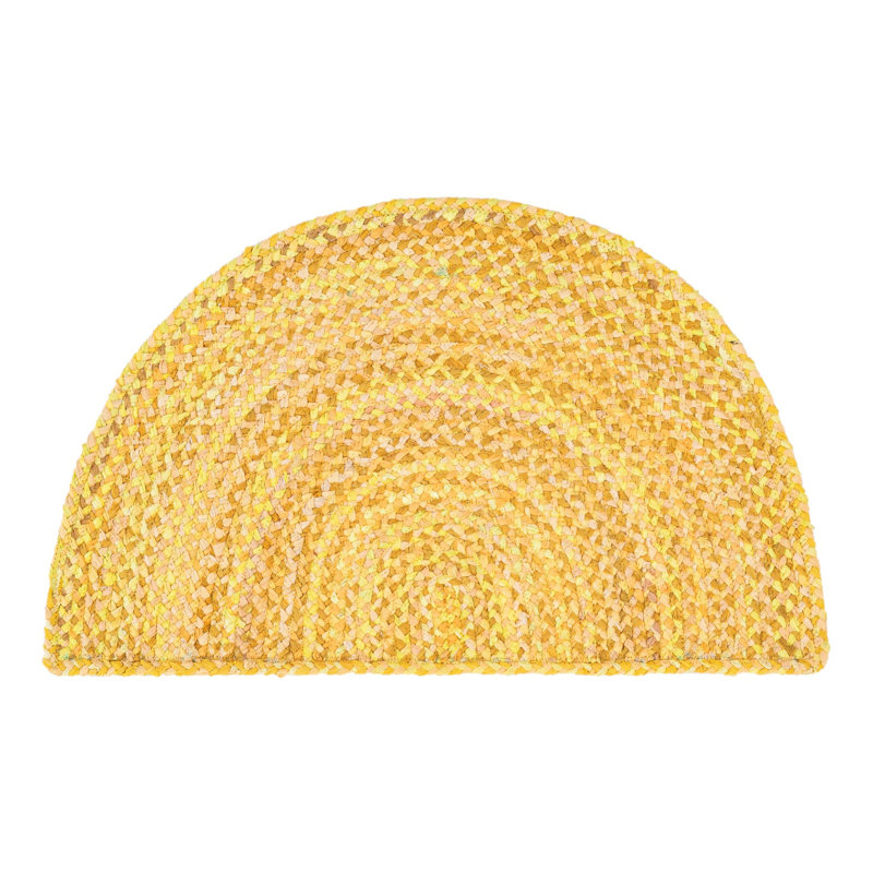Kahwajian Hand-Braided Cotton Yellow Area Rug, Hearth 2'2" x 3'7"