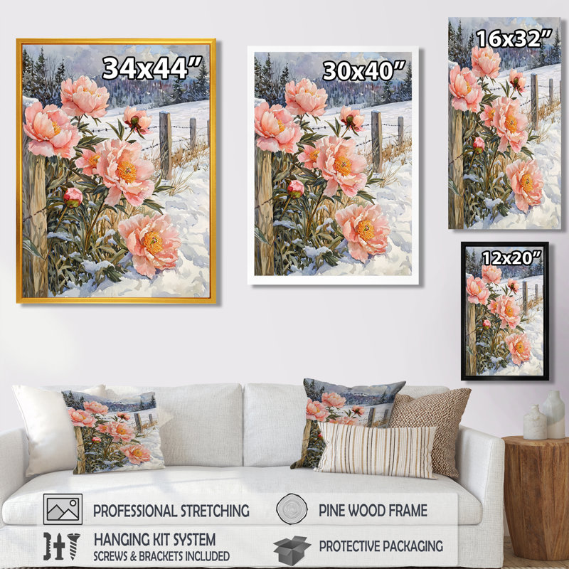Brawley - impressions murales florales, H 32 po x l 24 po, Noir, Reproduction encadrée d'une seule photo