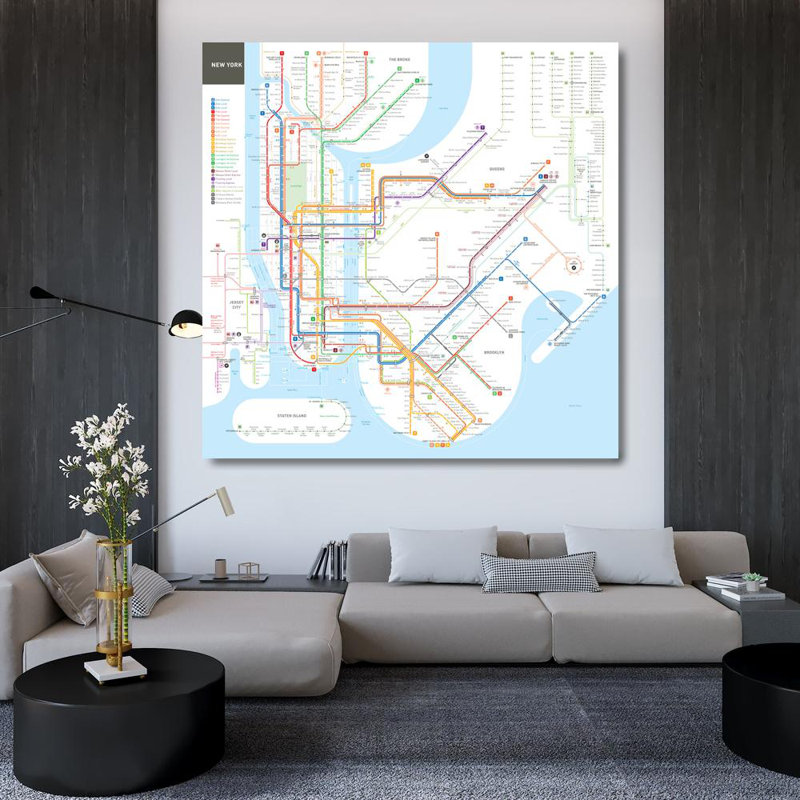 New York Subway Map, 36" H x 36" W