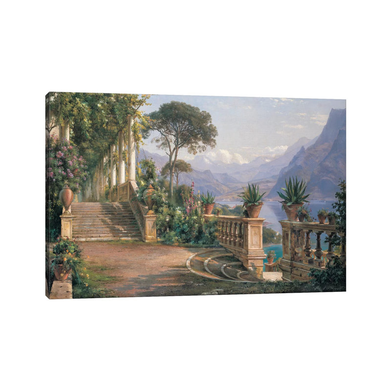 Lodge On Lake Como by Carl Frederick Aagaard - Wrapped Canvas Print, 20.32 cm H x 30.48 cm W