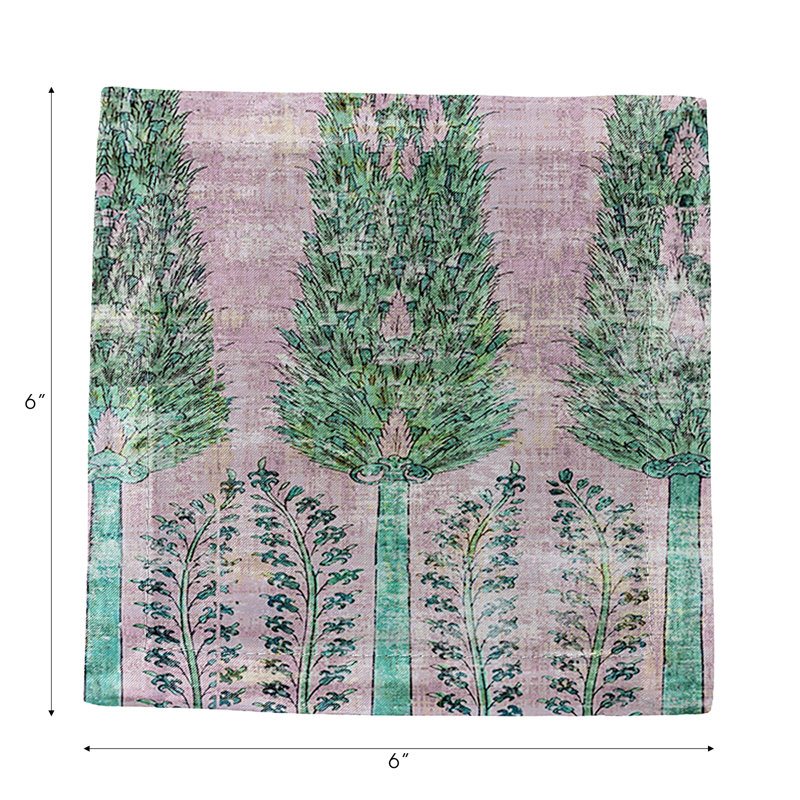 Square Napkins, Green Pink